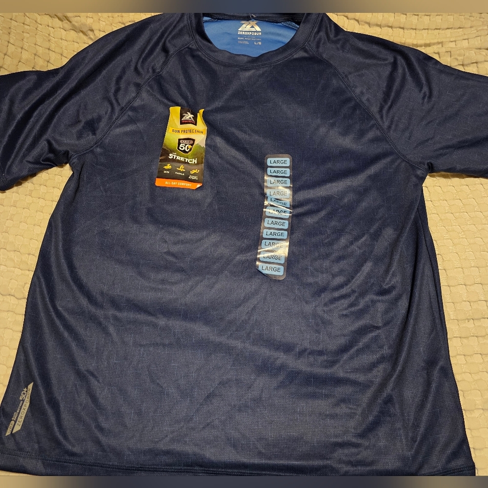 NWT ZeroXposur Dark Blue Sun Protection 50 SPF Shirt - Large